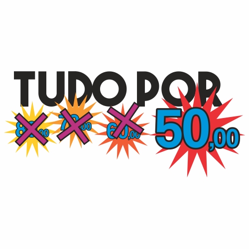 Adesivo de Vitrine - Tudo por - Letreiro Tudo Por